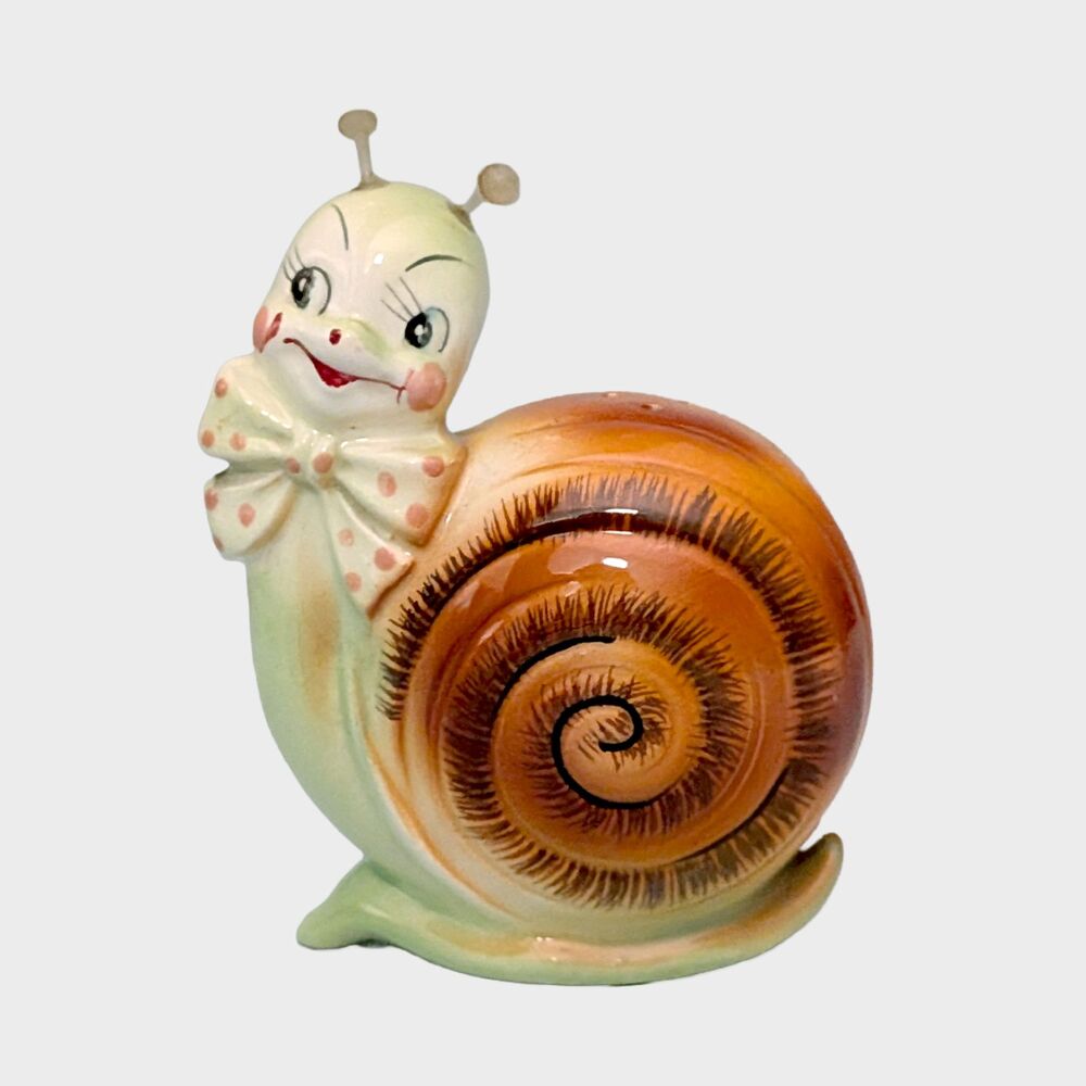Vintage Enesco Snappy the Snail Salt Shaker Anthropomorphic Japan Collectible